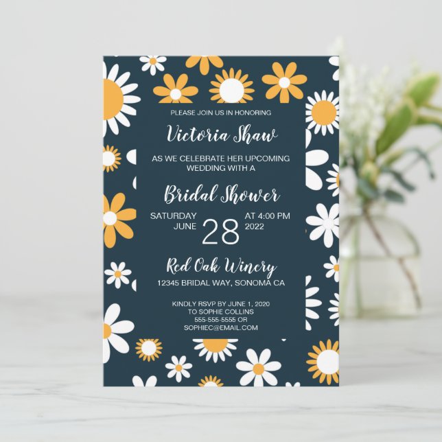 Modern Floral Bridal Shower Invitation (Standing Front)