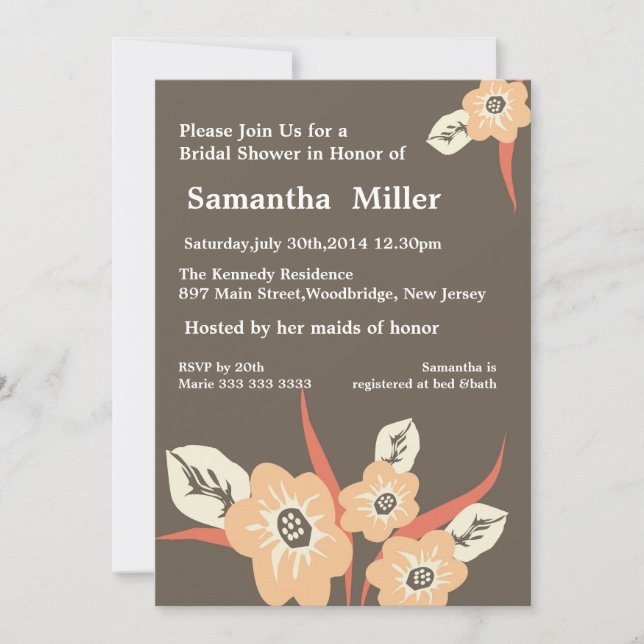 Modern Floral Bridal Shower invitations (Front)
