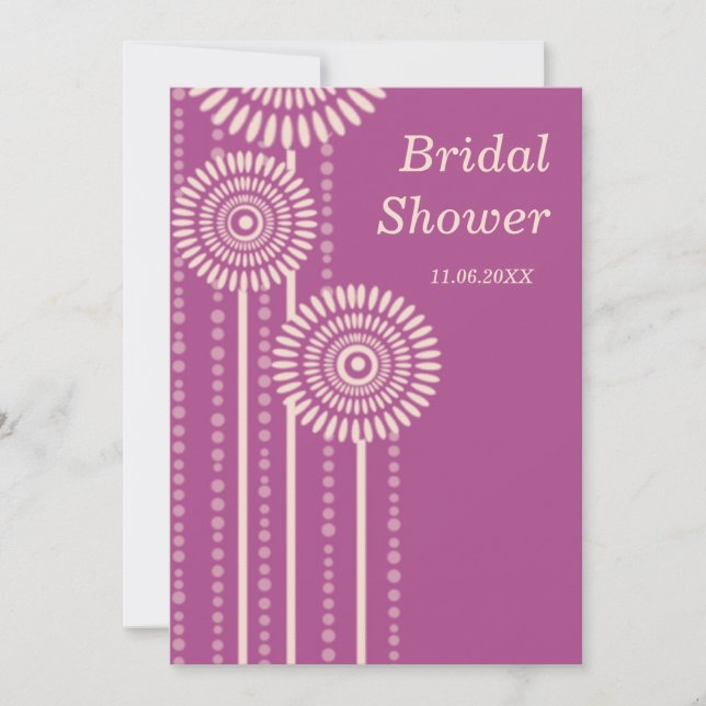 Modern Floral Bridal Shower Invite - Hot Pink (Front)