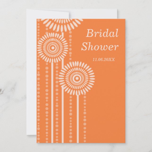 Modern Floral Bridal Shower -Orange Invitations (Front)