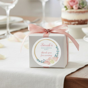 Modern Floral Bridal Shower Thank You Classic Round Sticker