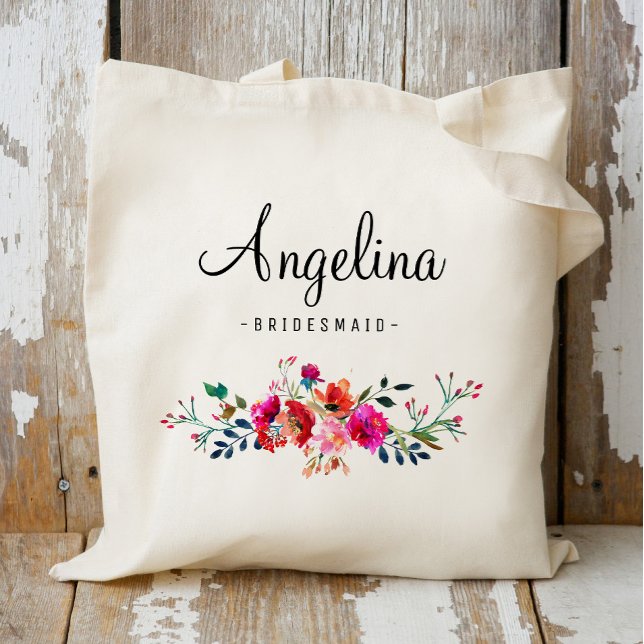 Modern Floral Bridesmaid Personalized-2 Tote Bag (Creator Uploaded)