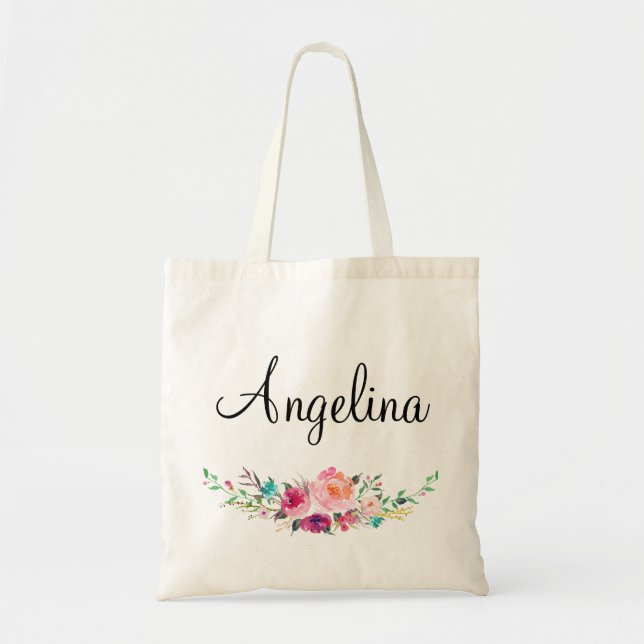 Modern Floral Bridesmaid Personalized-5 Tote Bag (Front)