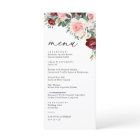 Modern Floral Burgundy Blush Greenery Wedding Menu