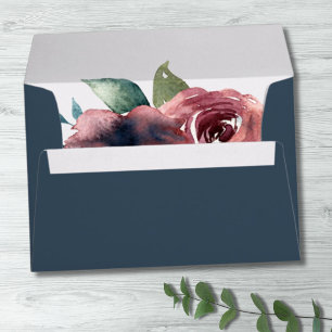 Modern Floral Burgundy Navy Peach Blush Envelope