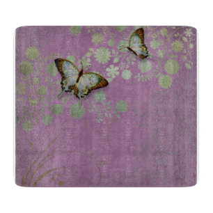 Modern Floral Butterfly w Abstranct Flower Blossom Cutting Board