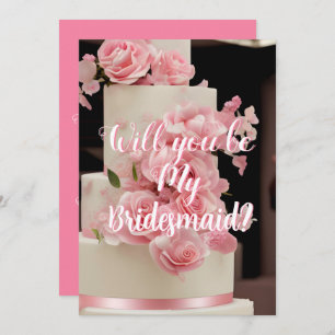 Modern Floral Cake Brides Maid Invitation Request