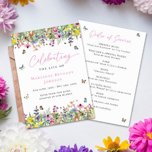 Modern Floral Celebration of Life Order of Service Program