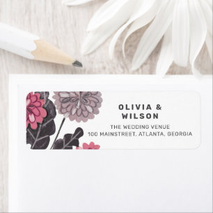 Modern floral charcoal grey mauve pink wedding 