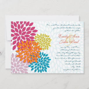 Modern Floral Chrysanthemum Wedding Invitations