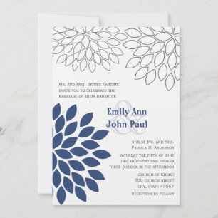 Modern Floral Chrysanthemum Wedding Invitations