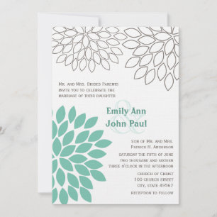 Modern Floral Chrysanthemum Wedding Invitations