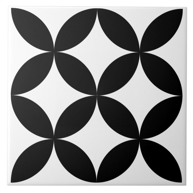 Modern Floral Circle Geometric Pattern Tile (Front)
