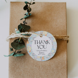 Modern Floral Colorful Baby In Bloom Baby Shower Favour Tags