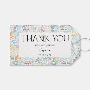 Modern Floral Colorful Baby In Bloom Baby Shower Gift Tags