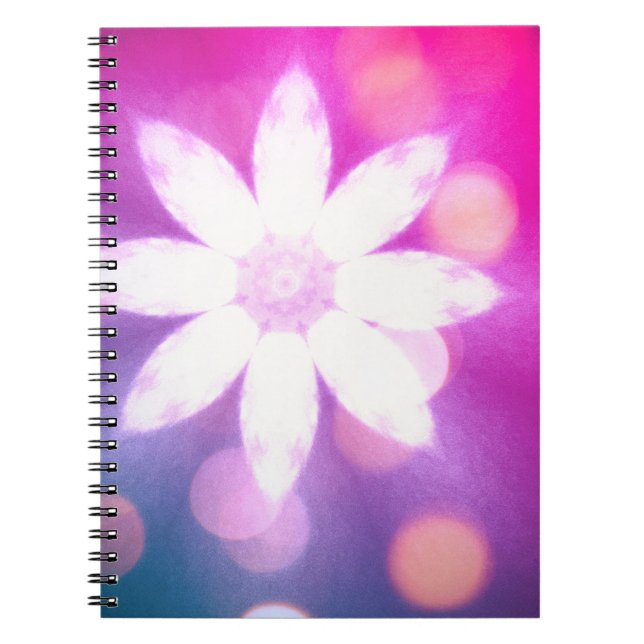 Modern Floral Colourful Pink Blue Ombre Notebook (Front)