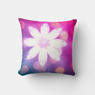 Modern Floral Colourful Pink Blue Ombre Throw Pillow