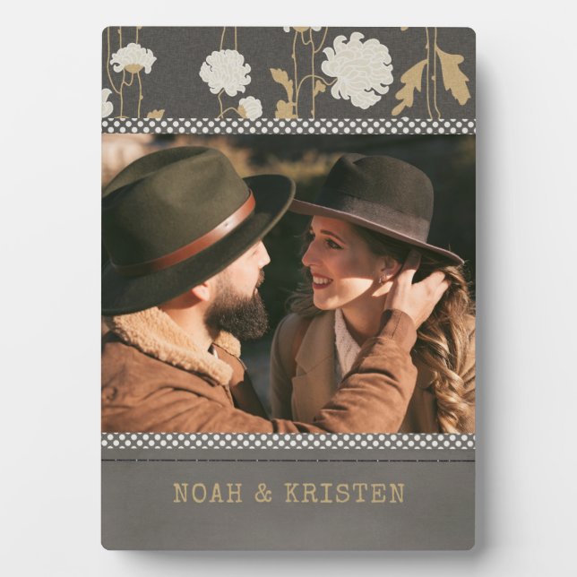 Modern Floral Country Personalized Photo Name Plaque (Front)