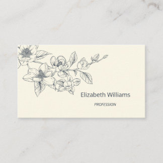 Modern Floral Cream Magnolia | QR Code  Business Card