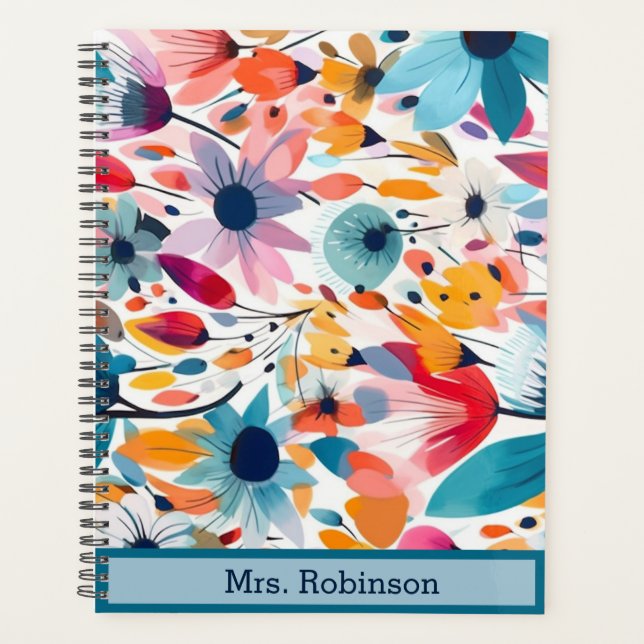 Modern floral Custom name cover Weekly & Monthly  Planner (Front)