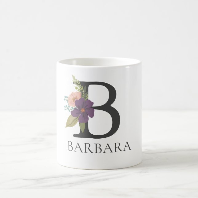 Modern Floral Customizable Monogrammed Letter B Coffee Mug (Center)