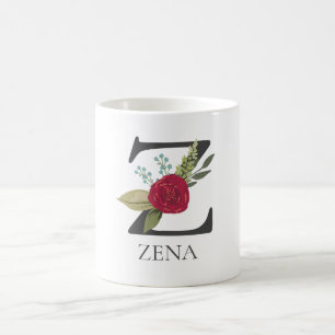 Modern Floral Customizable Monogrammed Letter Z Coffee Mug