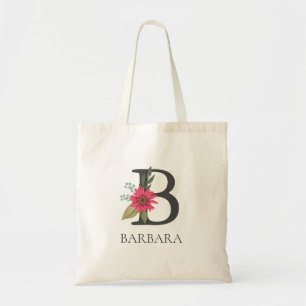 Modern Floral Customizable Monogrammed  Tote Bag
