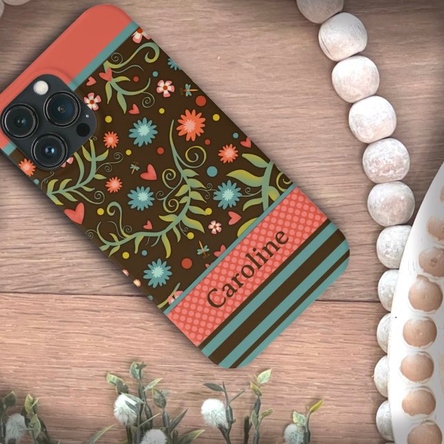 Modern Floral Customized Name Girly Inspirivity  Case-Mate iPhone Case (Creator Uploaded)