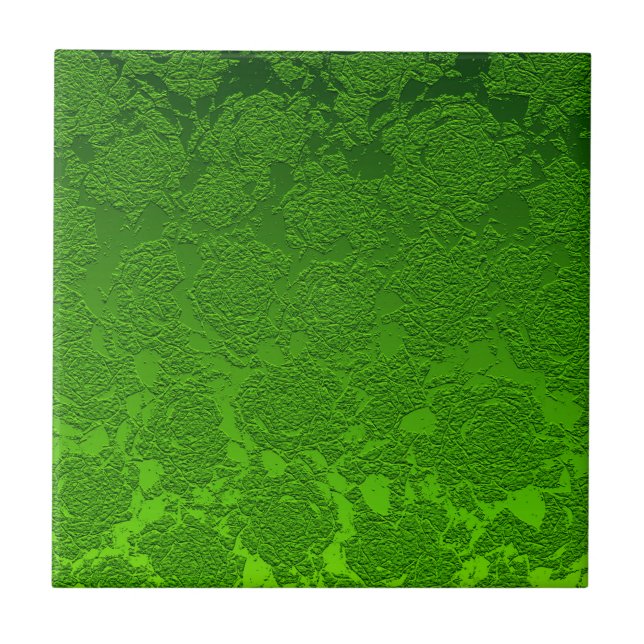 Modern Floral Decorative Green Girly Pattern Tile (Front)