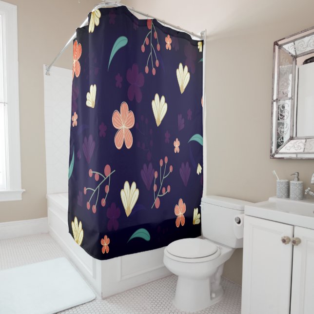 Modern Floral Design Bath Mat (In Situ)