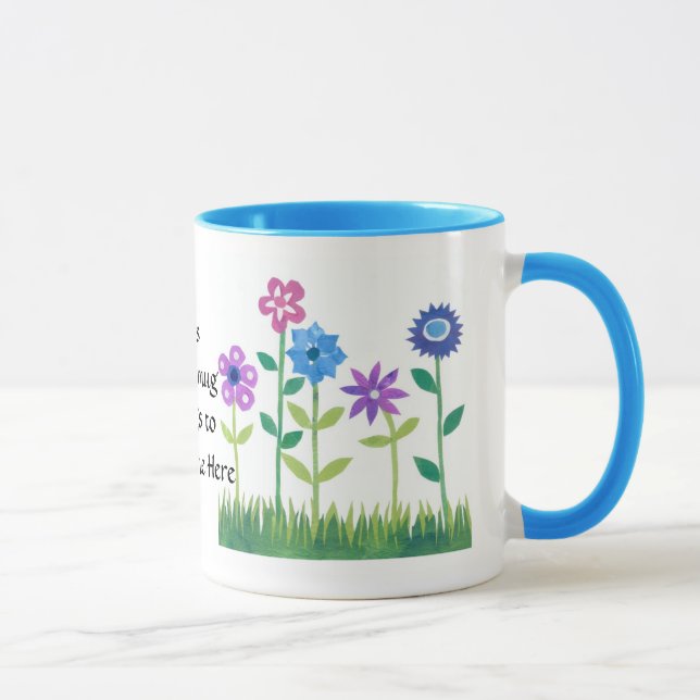 Modern Floral Design in Pink, Purple and Blue Mug (Right)
