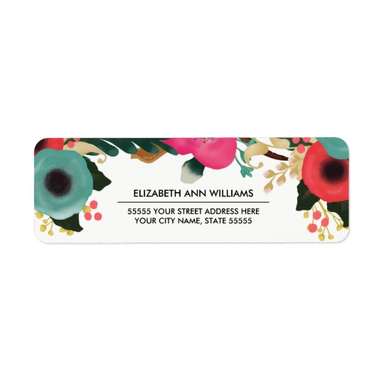 Modern Floral Design Wedding Return Address Labels