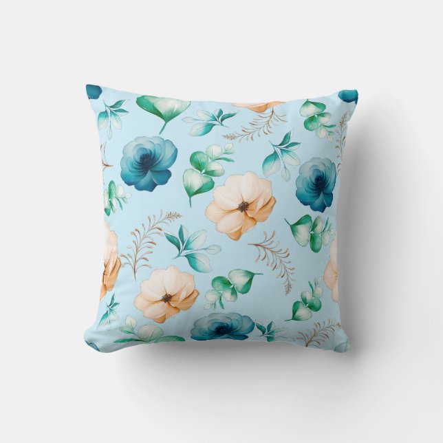 Modern Floral Design with Soft Natural Tones Throw Pillow (Front)