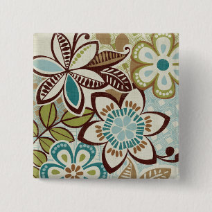 Modern Floral Designs 2 Inch Square Button