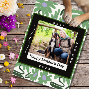 Modern Floral Dog Mom Mother’s Day Photo Holiday Card