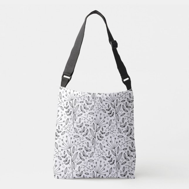 Modern floral doodles crossbody bag (Front)
