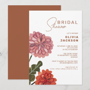 Modern floral earth terracotta bridal shower invitation