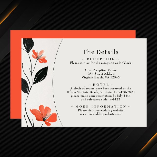 Modern Floral Elegance Bold Blooms Wedding Details Enclosure Card (Modern Floral Elegance Bold Blooms Wedding Details Enclosure Card)
