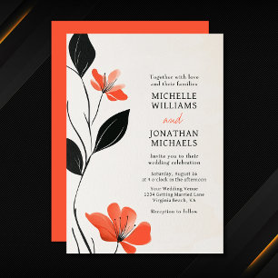 Modern Floral Elegance with Bold Blooms Wedding Invitation
