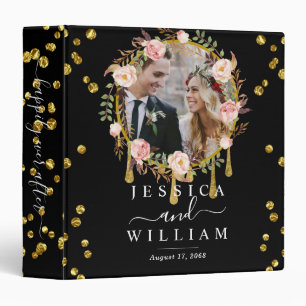 Modern Floral Elegant Wedding Custom Photo Album Binder