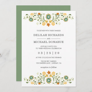Modern Floral Elegant Wedding Invitation