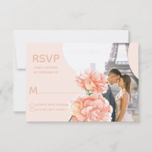 Modern Floral Elegant Wedding RSVP Photo Card