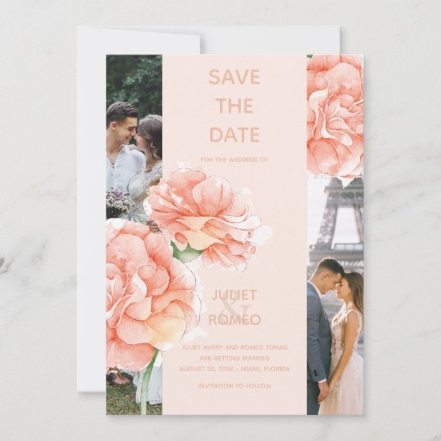 Modern Floral Elegant Wedding Save The Date (Front)