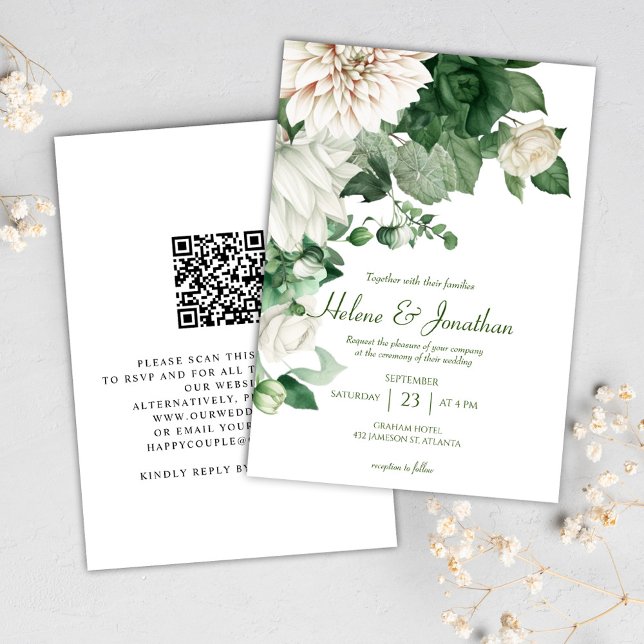 Modern Floral Emerald Green Elegant Wedding Invitation (Modern Floral Emerald Green Elegant Wedding Invitation)
