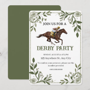 Modern Floral Equestrian Derby Invitation
