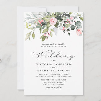 Modern Floral Eucalyptus Leaves Greenery Wedding Invitation