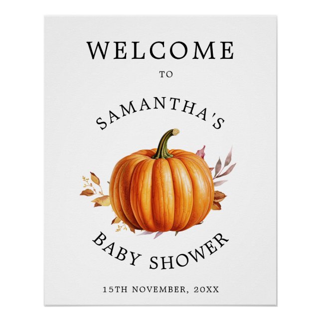 Modern Floral Fall Baby Shower  Poster (Front)