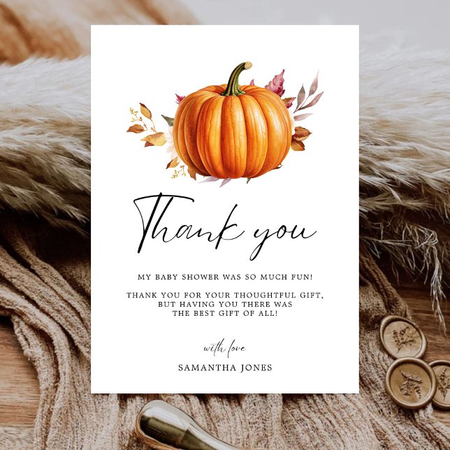 Modern Floral Fall Baby Shower  Thank You Card (Creator Uploaded)