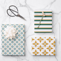 Modern Floral Forest Green Set of Wrapping Paper