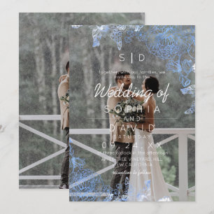 Modern Floral Frame Photo Modern Wedding  Invitation
